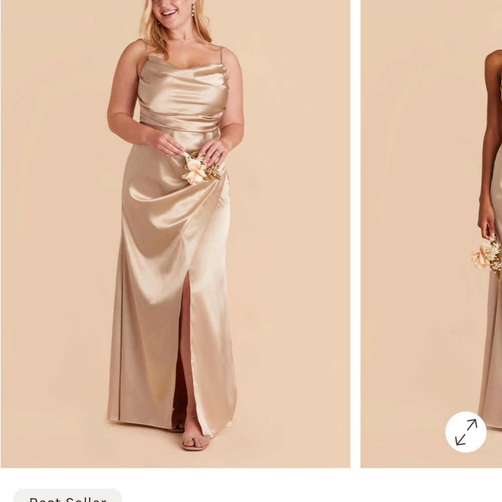 THREE Birdy Grey Strapless Gold Satin Bridesmaid Dresses for the price of one